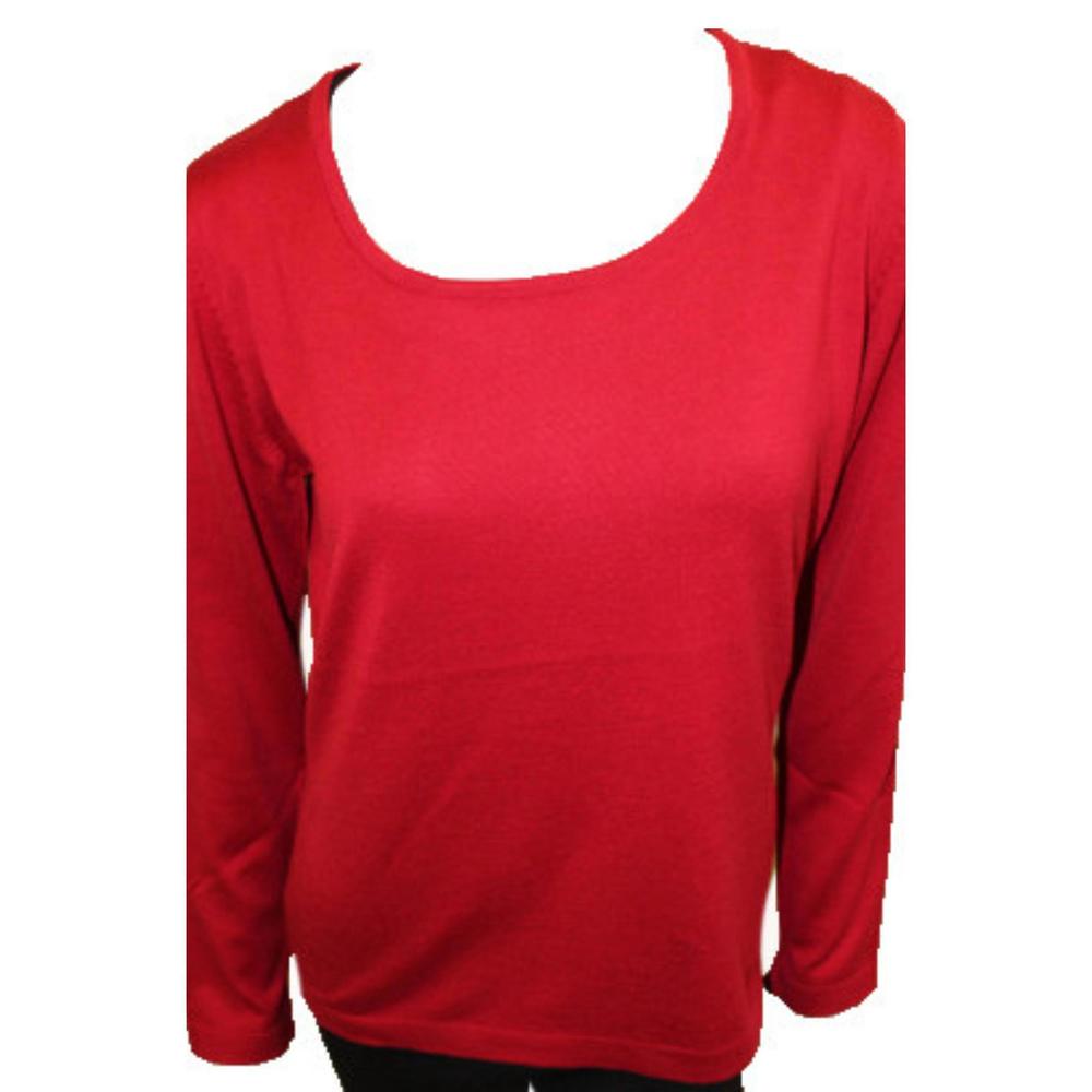 NEW ANGEL APPAREL long sleeve scoop top in red